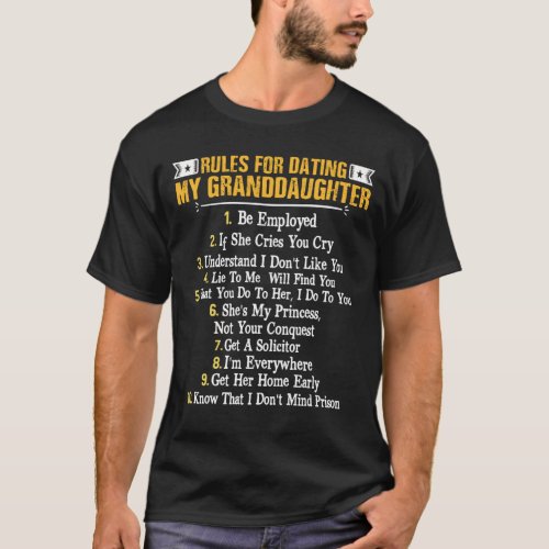 Rules For Dating My Granddaughter Fun Family T_Shirt