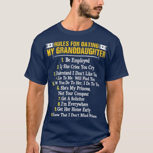 Rules For Dating My Granddaughter Fun Family T-Shirt (Front)