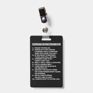 Rules for dating my son badge