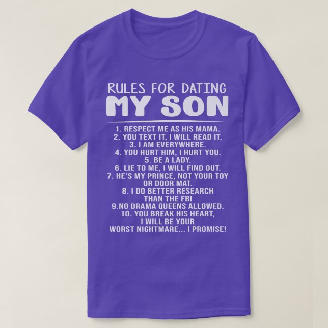 Rules For Dating My Son Funny Mom Dad  T-Shirt (Design Front)