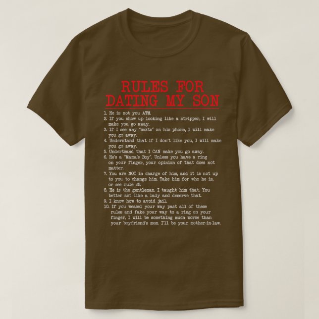 Rules For Dating My Son Tee Funny Dating Tshirt  (Design Front)