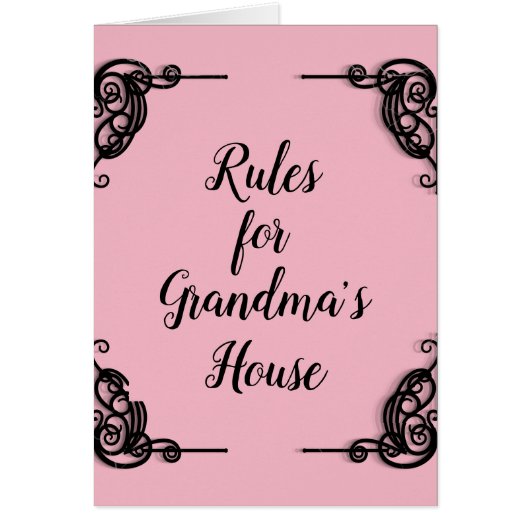 Rules for Grandma's house funny card (Front)