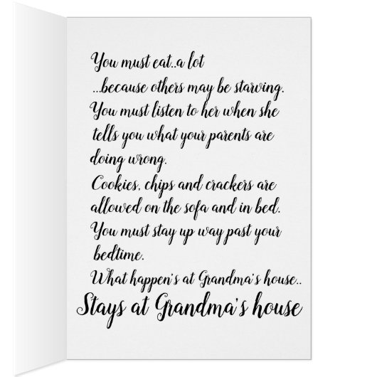 Rules for Grandma's house funny card (Inside (Right))