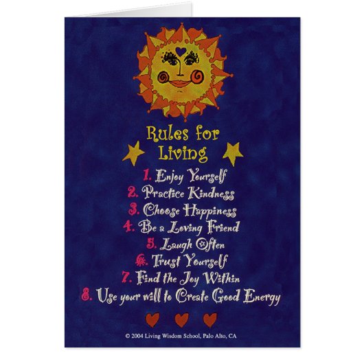 Rules for Living Cards (Front)
