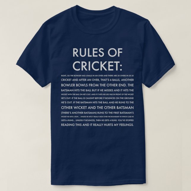 Rules Of Cricket Funny 4 T-Shirt (Design Front)