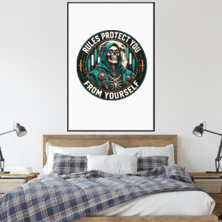 Rules Protect You From Yourself White Canvas Print