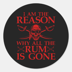 Rum For Alcohol Rum Pirate Drinking Classic Round Sticker