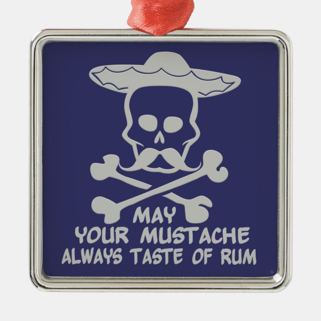 Rum Mustache custom color ornament (Front)