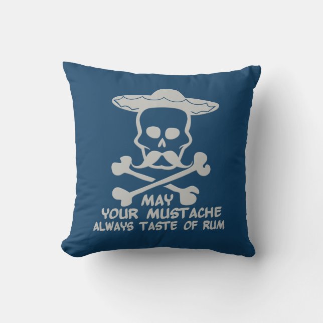 Rum Mustache custom color throw pillow (Front)