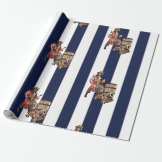 Rum PARTY PIRATE blue & white Wrapping Paper