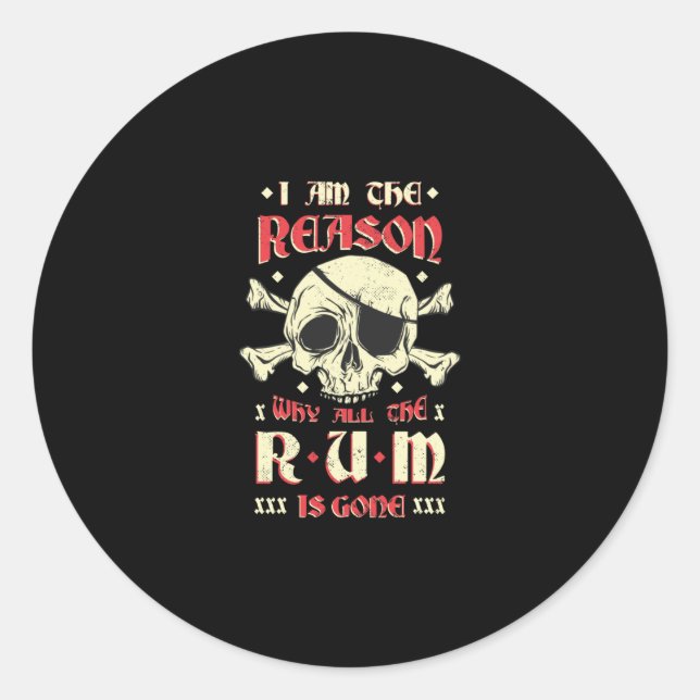 Rum pirate classic round sticker (Front)