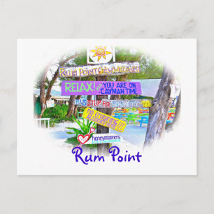 Rum Point, Gr.Cayman, Colorful Signage Postcard