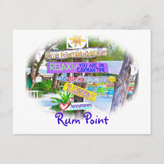 Rum Point, Gr.Cayman, Colorful Signage Postcard