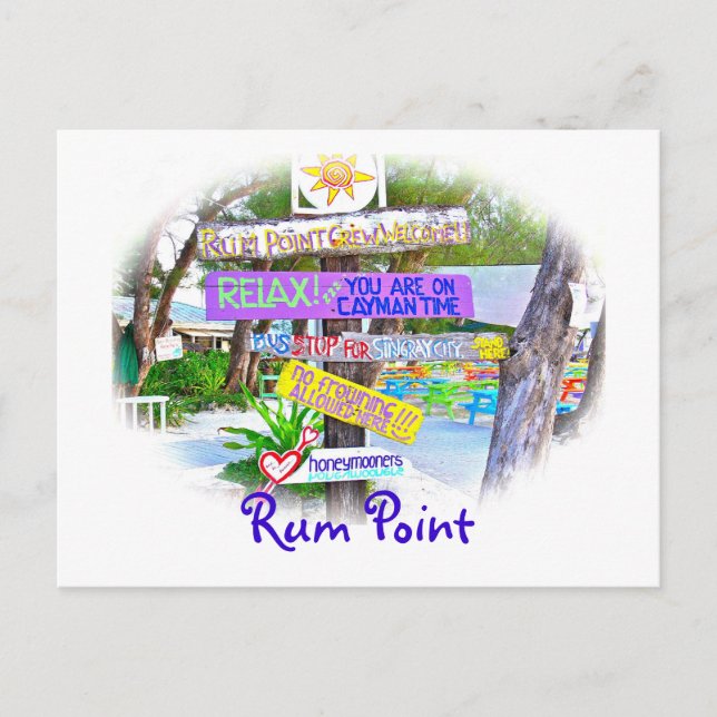 Rum Point, Gr.Cayman, Colorful Signage Postcard (Front)