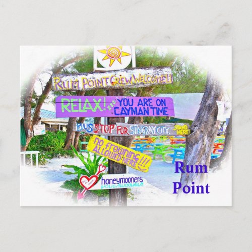 RUM POINTGRAND CAYMANCOLORFUL WOODEN SIGNS POSTCARD