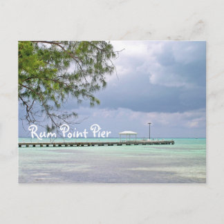 RUM POINT PIER/DARK SKY/GREEN WATER WITH SHADOWS POSTCARD