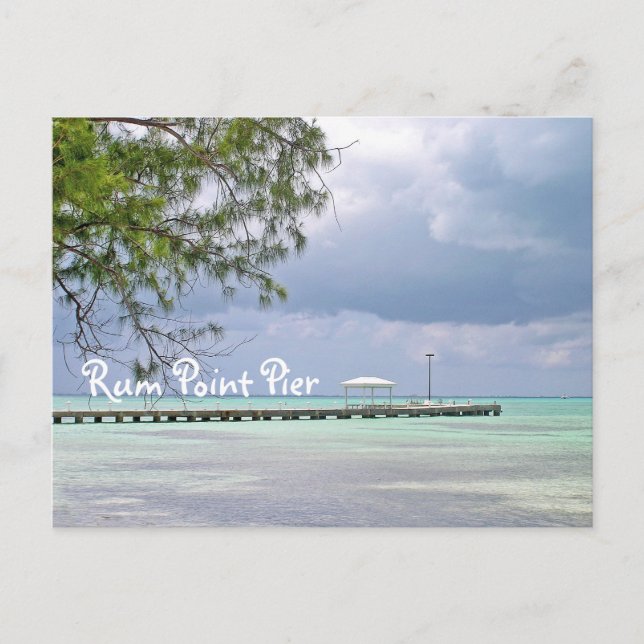 RUM POINT PIER/DARK SKY/GREEN WATER WITH SHADOWS POSTCARD (Front)