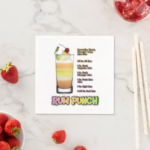RUM PUNCH Cocktail Recipe Art Napkins