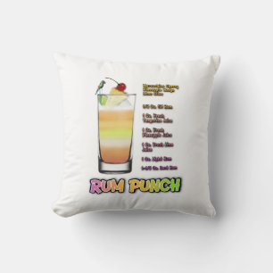RUM PUNCH Cocktail Recipe Art Throw Pillow