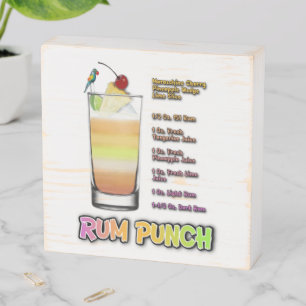RUM PUNCH Cocktail Recipe Art Wooden Box Sign