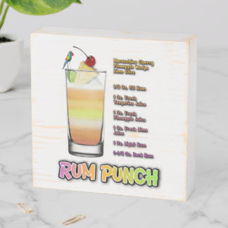RUM PUNCH Cocktail Recipe Art Wooden Box Sign