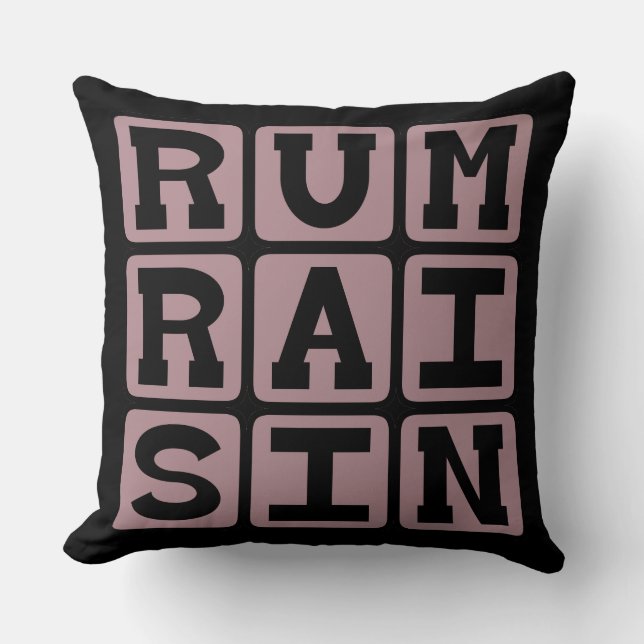Rum Raisin, Ice Cream Flavor Throw Pillow (Front)