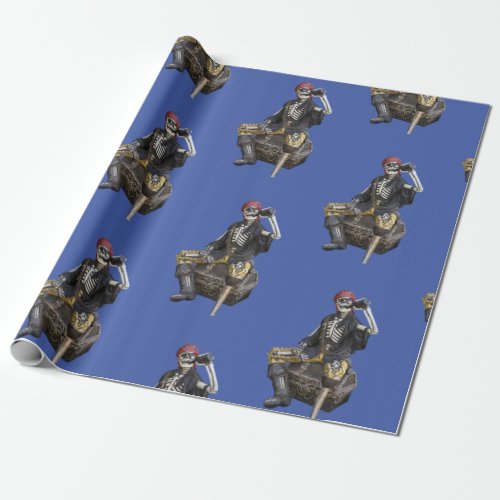 Rum Skeleton Party Pirate Wrapping Paper 