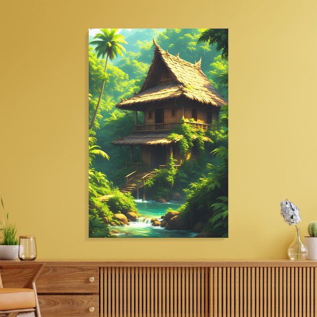 Rumah di Tepi Sungai - A Riverside Home Canvas Print (Insitu(LivingRoom))
