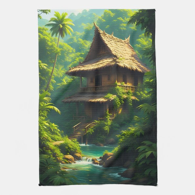 Rumah di Tepi Sungai - A Riverside Home Kitchen Towel (Vertical)