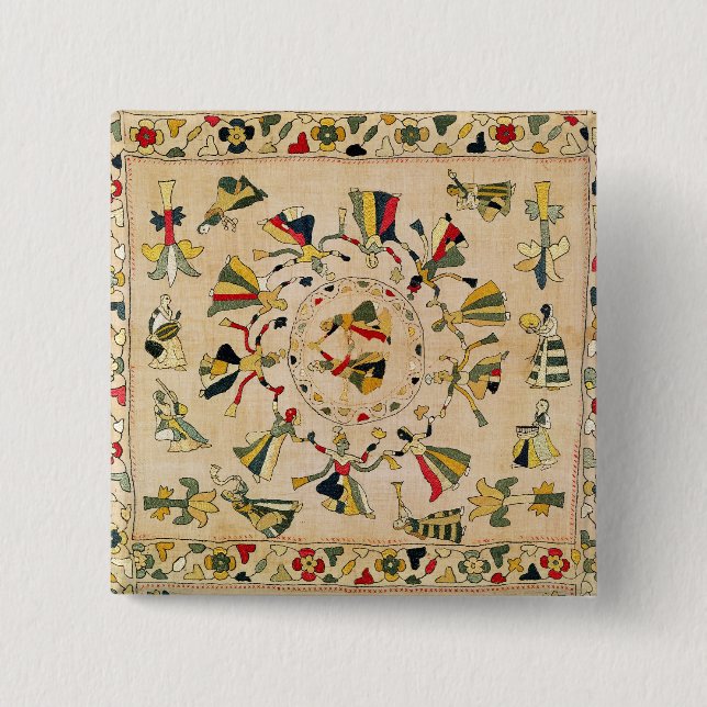 Rumal: square embroidery cover showing Punjabi dan Pinback Button (Front)