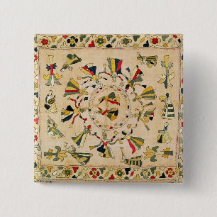Rumal: square embroidery cover showing Punjabi dan Pinback Button
