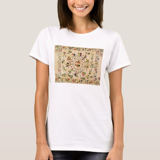 Rumal: square embroidery cover showing Punjabi dan T-Shirt (Front)
