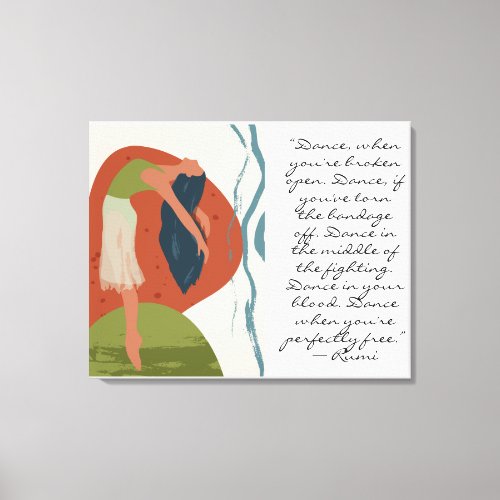 Rumi Dance Quote with Dancer  Canvas Print
