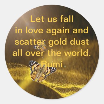 Rumi Fall In Love Again Classic Round Sticker by Motivators at Zazzle