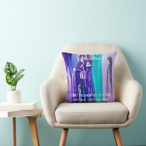 Rumi Goddess Personalized Art Purple Throw Pillow