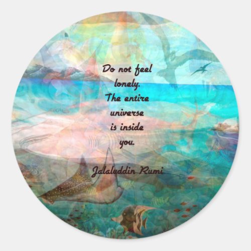 Rumi Inspiration Quote About The Universe Classic Round Sticker