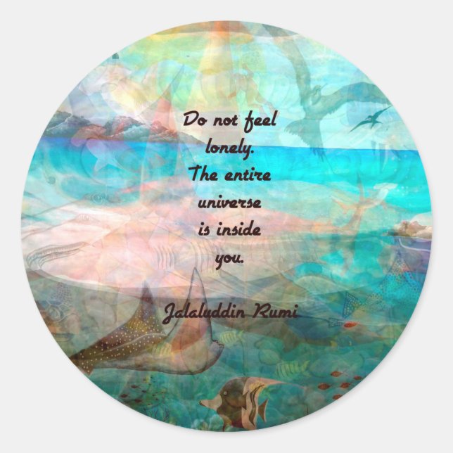 Rumi Inspiration Quote About The Universe Classic Round Sticker (Front)