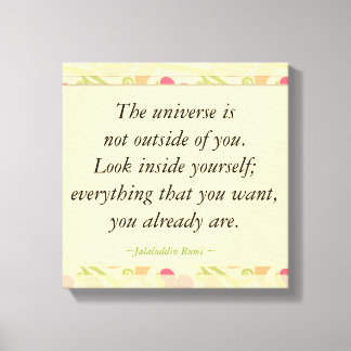 Rumi Inspirational Look Within Quotes Canvas Print