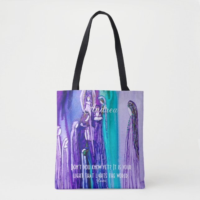 Rumi Inspirational Personalized Art Tote Bag (Front)