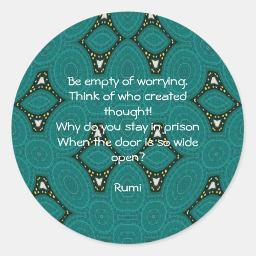 Rumi Inspirational quote With Tribal Design Classic Round Sticker