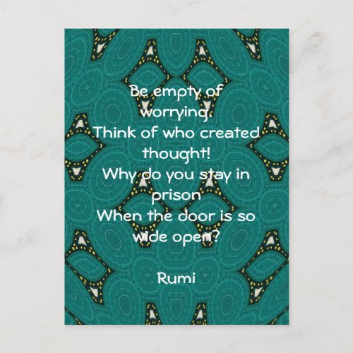 Rumi Inspirational quote With Tribal Design Postcard