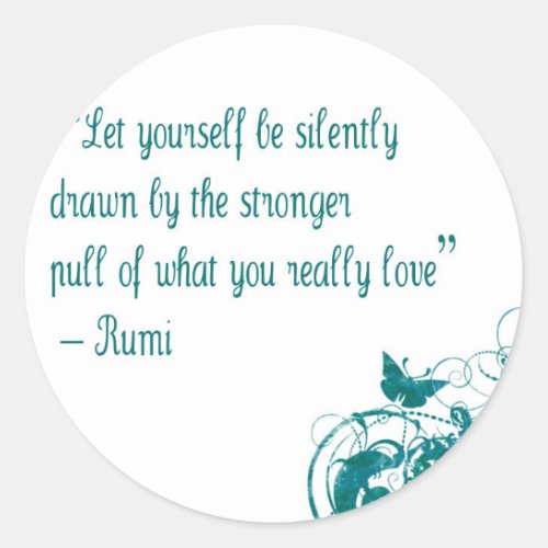 Rumi love quote classic round sticker