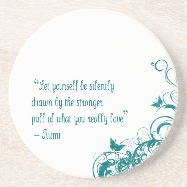Rumi love quote sandstone coaster (Front)
