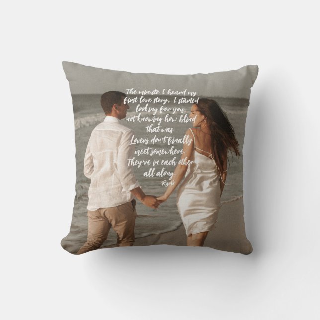 Rumi Love Story Add Your Photo Poem  Throw Pillow (Front)