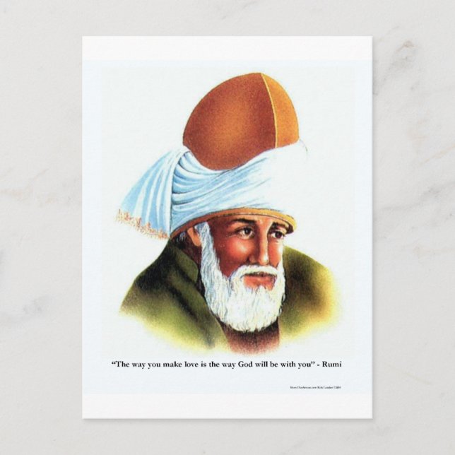 Rumi "Make Love" Quote On Tees Mugs Gifts Etc Postcard (Front)