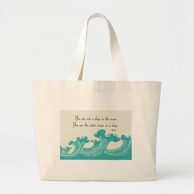 Rumi Ocean quote Large Tote Bag (Front)