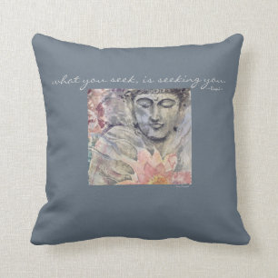Rumi Quote Buddha Watercolor Art Throw Pillow