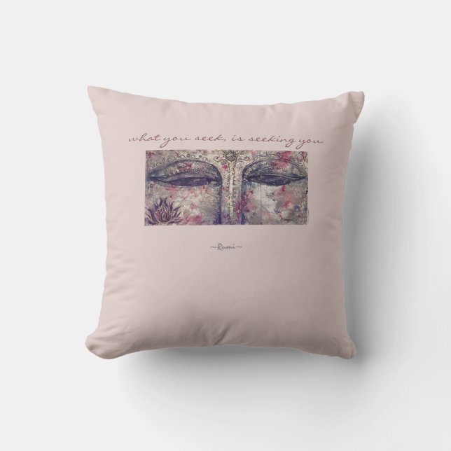 Rumi Quote Buddha Watercolor Art Throw Pillow (Front)