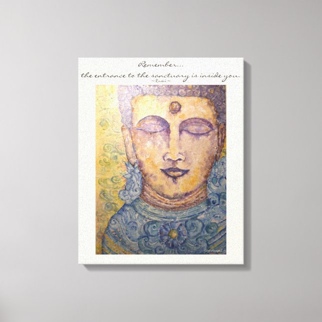 Rumi Quote Buddha Watercolor Canvas Wall Art (Front)