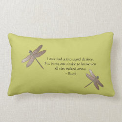 Rumi Quote & Dragonfly Throw Pillow
